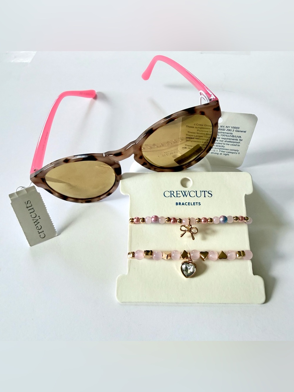 Crewcuts Girls NWT Bundle | Sunglasses & 2 Beaded Bracelets | Pink Gold